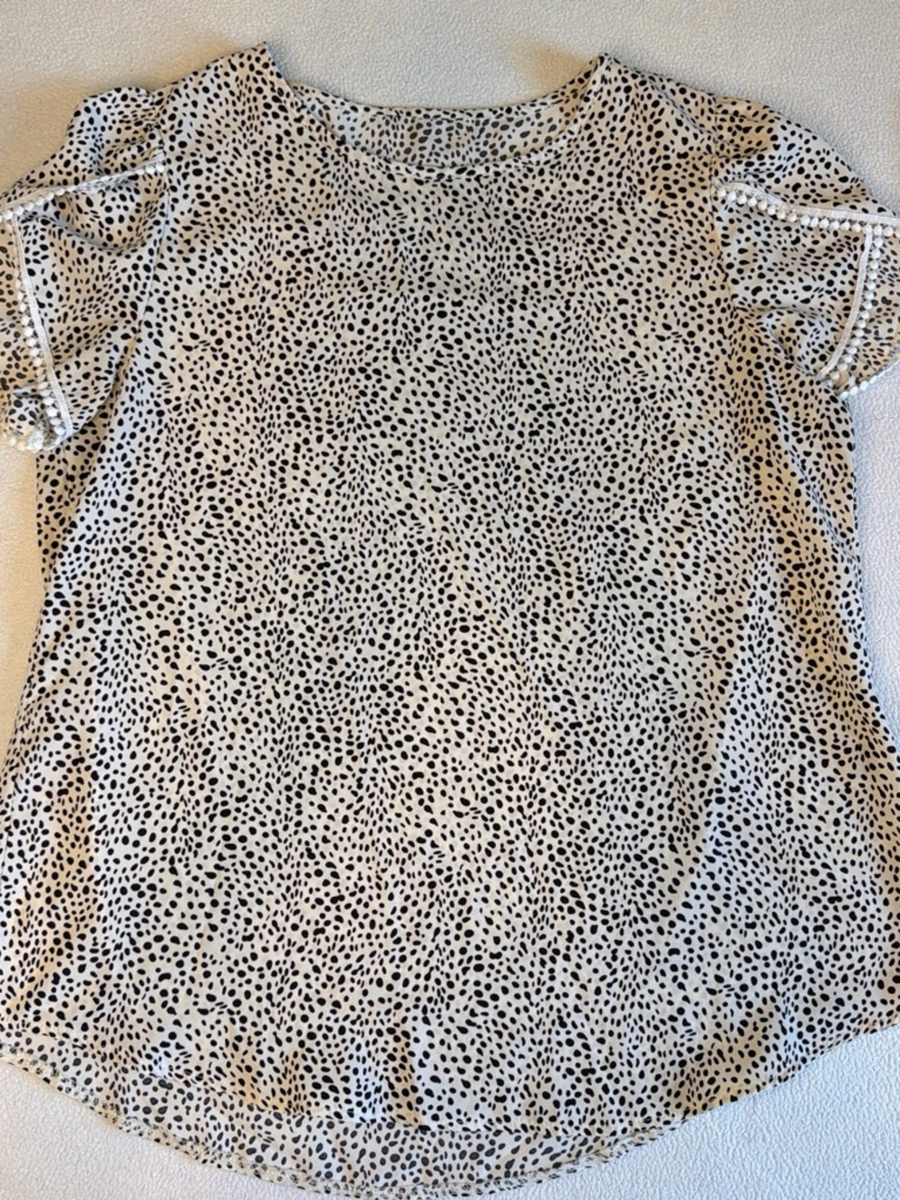 SHEIN Tan Blouse with Black Speckle Print